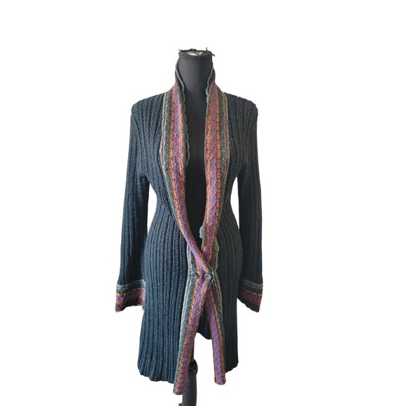 Peruvian Connection Sweaters - Peruvian Connection Hunter Green Long Duster Size S Bohemian Hippie Lagenlook